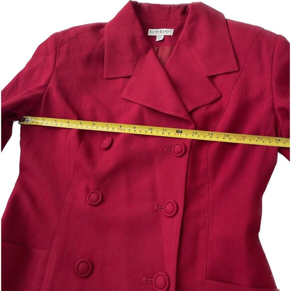 VTG Bebe 100% Wool Blazer Red Riding Fitted Classic Jacket [Size 6] Made in USA - Picture 6 of 10